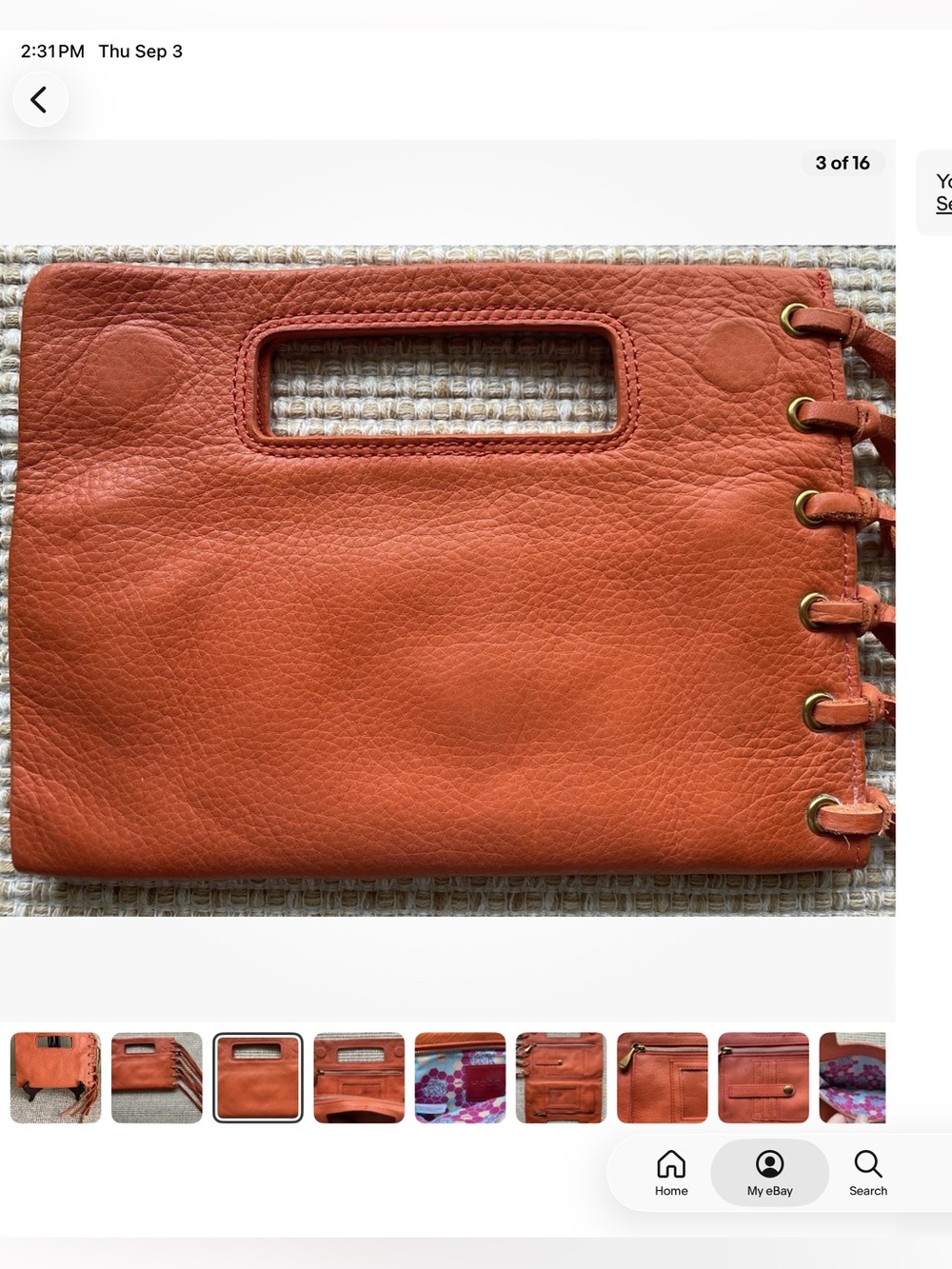 HOBO Sunny Orange Leather Fringe Clutch - Picture 3 of 16